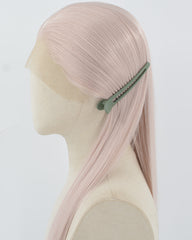 Ash Pink Long Straight Synthetic Lace Front Wig WW814