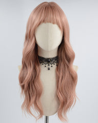 Peach Pink Wavy Synthetic Wig HW429