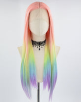 Rainbow Straight Synthetic Lace Front Wig WW664