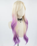 Platinum Blonde Ombre Purple Synthetic Wig HW420