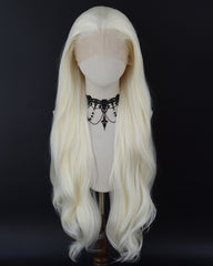 Creamy White Blonde Wavy Synthetic Lace Front Wig WW1089