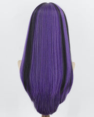 Purple Highlights Black Synthetic Wig HW883