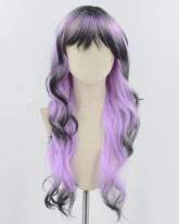 Purple Ombre Black Long Wavy Synthetic Wig HW733