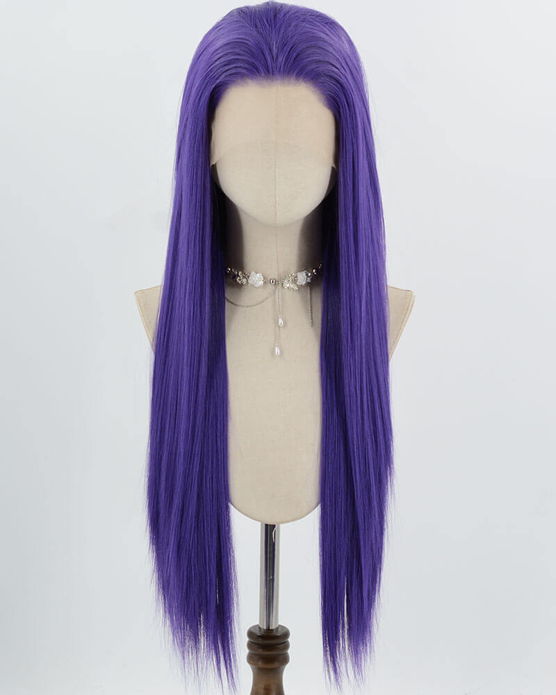 Purple Long Straight Synthetic Lace Front Wig WW980
