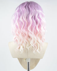 Purple Ombre Pink Curly Short Synthetic Lace Front Wig WW694