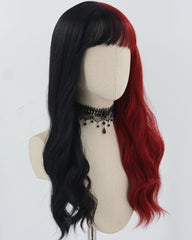 Half Black Half Red Synthetic Wig HW648