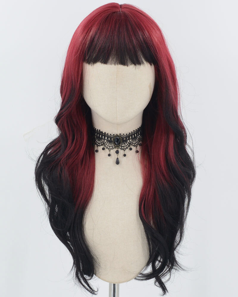 Red Ombre Black Long Synthetic Wig HW681