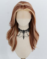 Red Brown Skunk Stripe Blonde Synthetic Lace Front Wig WW1067