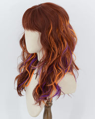 Red Brown Highlight Orange Purple Curly Synthetic Wig HW868 halloween wig