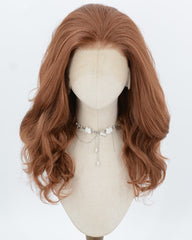 Red Brown Wavy Synthetic Lace Front Wig WW1047