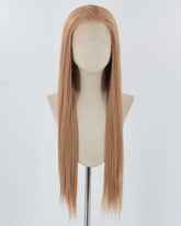 Red Brown Long Straight Synthetic Lace Front WigWW864