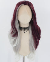 Wine Red Grey Synthetic Lace Front Wig WW753
