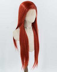 Red Long Straight Synthetic Lace Front Wig WW1043