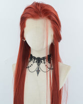 Red Straight Synthetic Lace Front Men's Wig MW053
