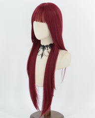 30Inch Long Straight Wine Red Synthetic Wig HW887
