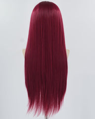 Long Wine Red Straight Synthetic Lace Front Wig WW790