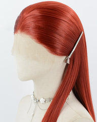 Red Long Straight Synthetic Lace Front Wig WW1043