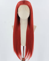 Red Long Straight Synthetic Lace Front Wig WW886
