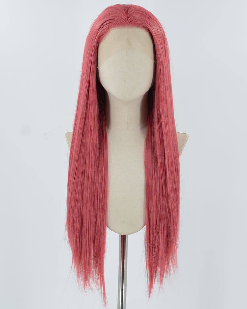 Rose Red Pink Synthetic Lace Front Wig WW856