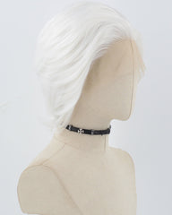 White Short Synthetic Lace Front Men's Wig MW005