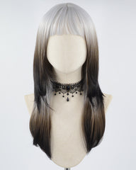 Grey Ombre Brown Synthetic Wig HW417