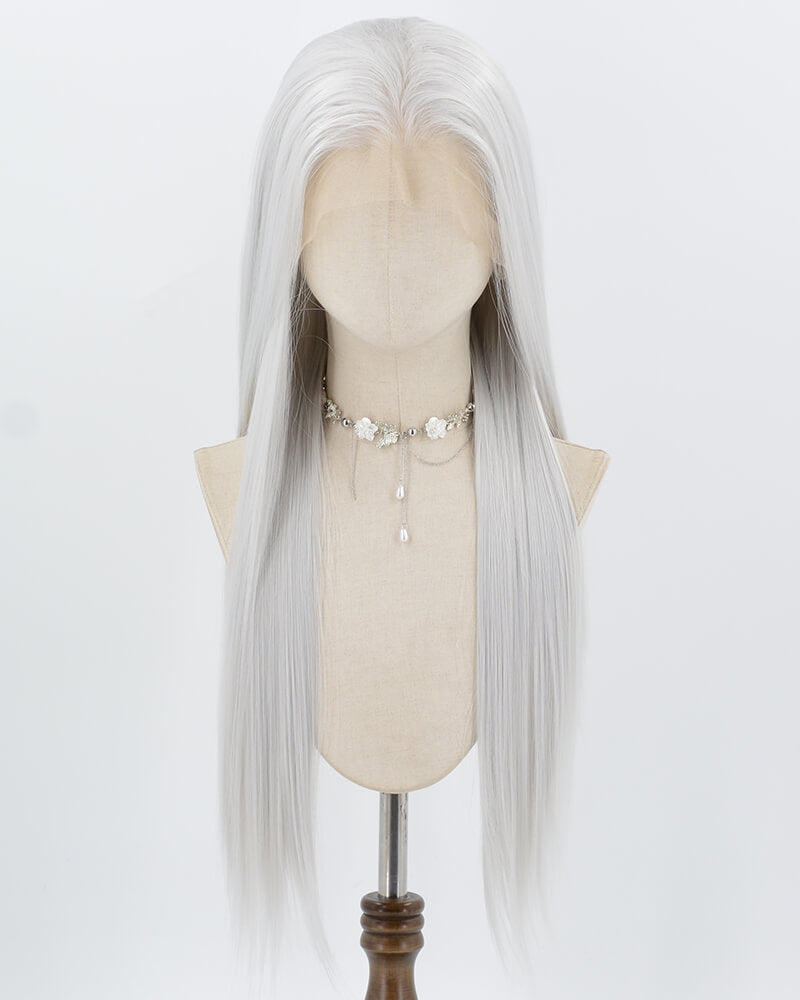 13*6 Silver Straight Synthetic Lace Front Wig WW1024