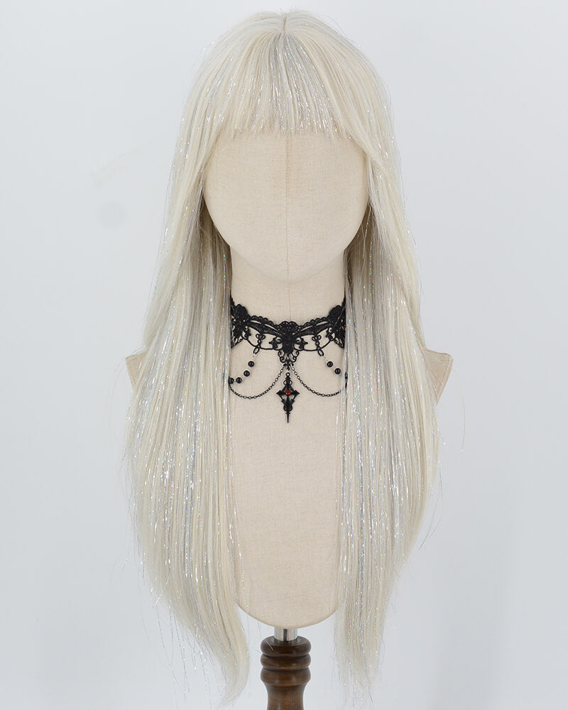 Platinum Blonde Tinsel Synthetic Wig HW848