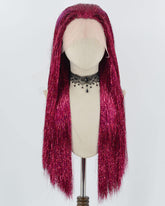 Purple Red Tinsel Synthetic Lace Front Wig WW845
