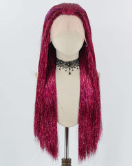 Purple Red Tinsel Synthetic Lace Front Wig WW845
