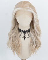 Blonde White Highlights Synthetic Lace Front Wig WW1074