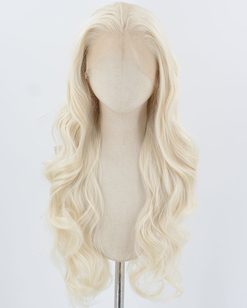 Platinum Blonde Wavy Synthetic Lace Front Wig WW901