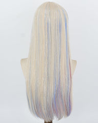 White Tinsel Blue Red Synthetic Wig HW869