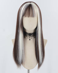 White Blonde Brown Synthetic Wig HW714