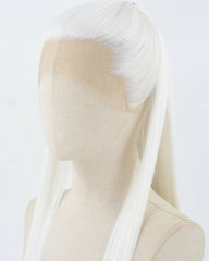 White Straight Synthetic Lace Front Men's Wig MW055