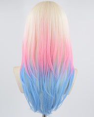White Pink Blue Synthetic Wig HW357
