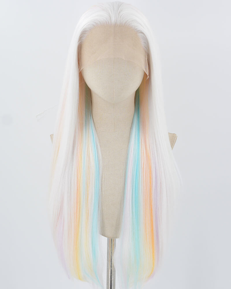 White Colorful Synthetic Lace Front Wig WW850