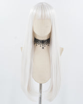 28Inch White Long Straight Synthetic Wig HW742
