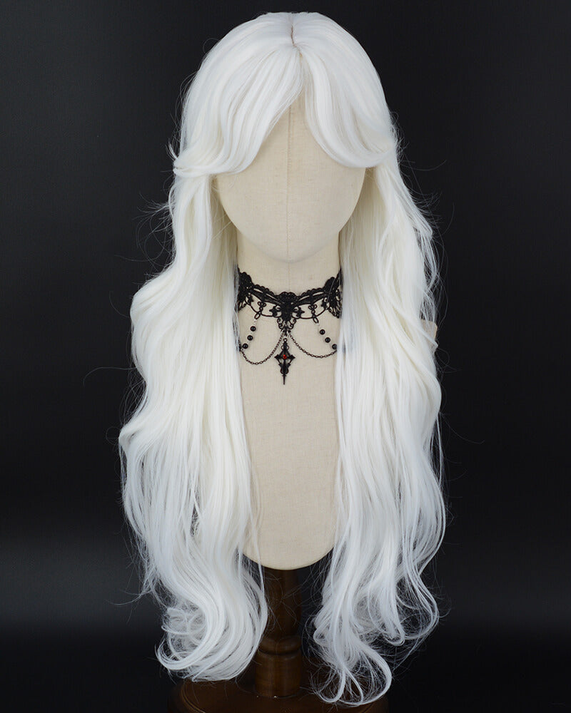 Long White Wavy Synthetic Wig HW878
