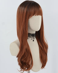 Ombre Dark Copper Red Synthetic Wig HW649