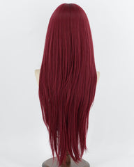 30Inch Long Straight Wine Red Synthetic Wig HW887