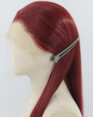 Wine Red Straight Synthetic Lace Front Wig WW1040