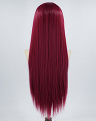 Blonde Skunk Stripe Wine Red Synthetic Lace Front Wig WW558