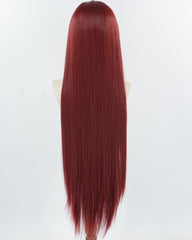 30Inch Long Wine Red Synthetic Lace Front Wig WW961