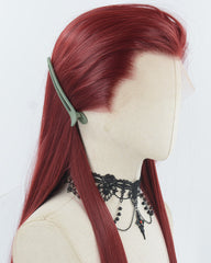 Wine Red Straight Synthetic Lace Front Men's Wig MW064