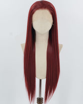 Wine Red Straight Synthetic Lace Front Wig WW1040