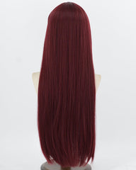 28Inch Long Wine Red Straight Synthetic Wig HW892