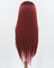 Wine Red Straight Synthetic Lace Front Men's Wig MW064