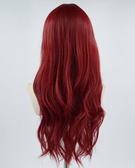 Long Wavy Wine Red Synthetic Wig HW293