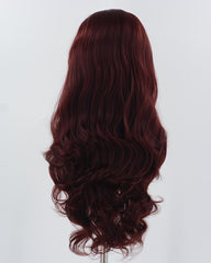 Wine Red Long Wavy Synthetic Lace Front Wig WW926