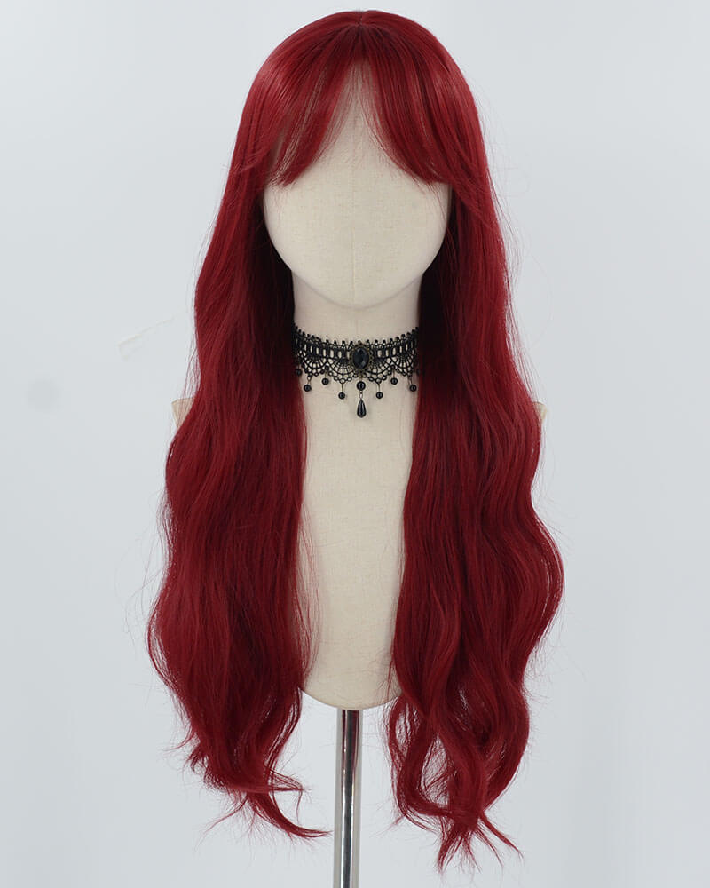 Wine Red Wavy Synthetic Wig HW608